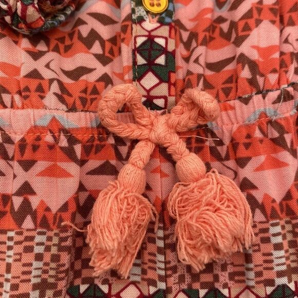 Jessica Simpson One-Piece Jumpsuit Peach Orange Turquoise Geometric Size 12-18M - Picture 8 of 14